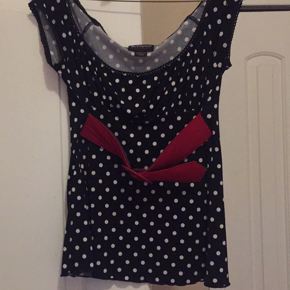 Blouse with attached belt